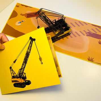 Telescopic Boom Crawler Crane Truck Perfect for Construction Workers or Little Kids Origami Pop Cards 3D Pop Up Greeting Card Thank You Handmade Gift Thinking of You Happy Birthday Occasion Australiana Celebrate the Beauty and Happiness During Special Day