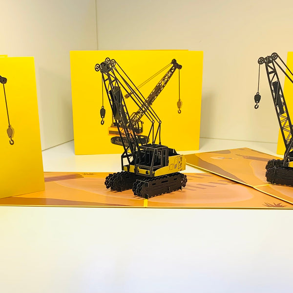 Telescopic Boom Crawler Crane Truck Perfect for Construction Workers or Little Kids Origami Pop Cards 3D Pop Up Greeting Card Thank You Handmade Gift Thinking of You Happy Birthday Occasion Australiana Celebrate the Beauty and Happiness During Special Day