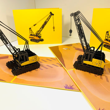 Telescopic Boom Crawler Crane Truck Perfect for Construction Workers or Little Kids Origami Pop Cards 3D Pop Up Greeting Card Thank You Handmade Gift Thinking of You Happy Birthday Occasion Australiana Celebrate the Beauty and Happiness During Special Day
