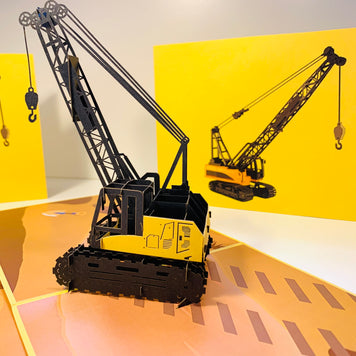 Telescopic Boom Crawler Crane Truck Perfect for Construction Workers or Little Kids Origami Pop Cards 3D Pop Up Greeting Card Thank You Handmade Gift Thinking of You Happy Birthday Occasion Australiana Celebrate the Beauty and Happiness During Special Day