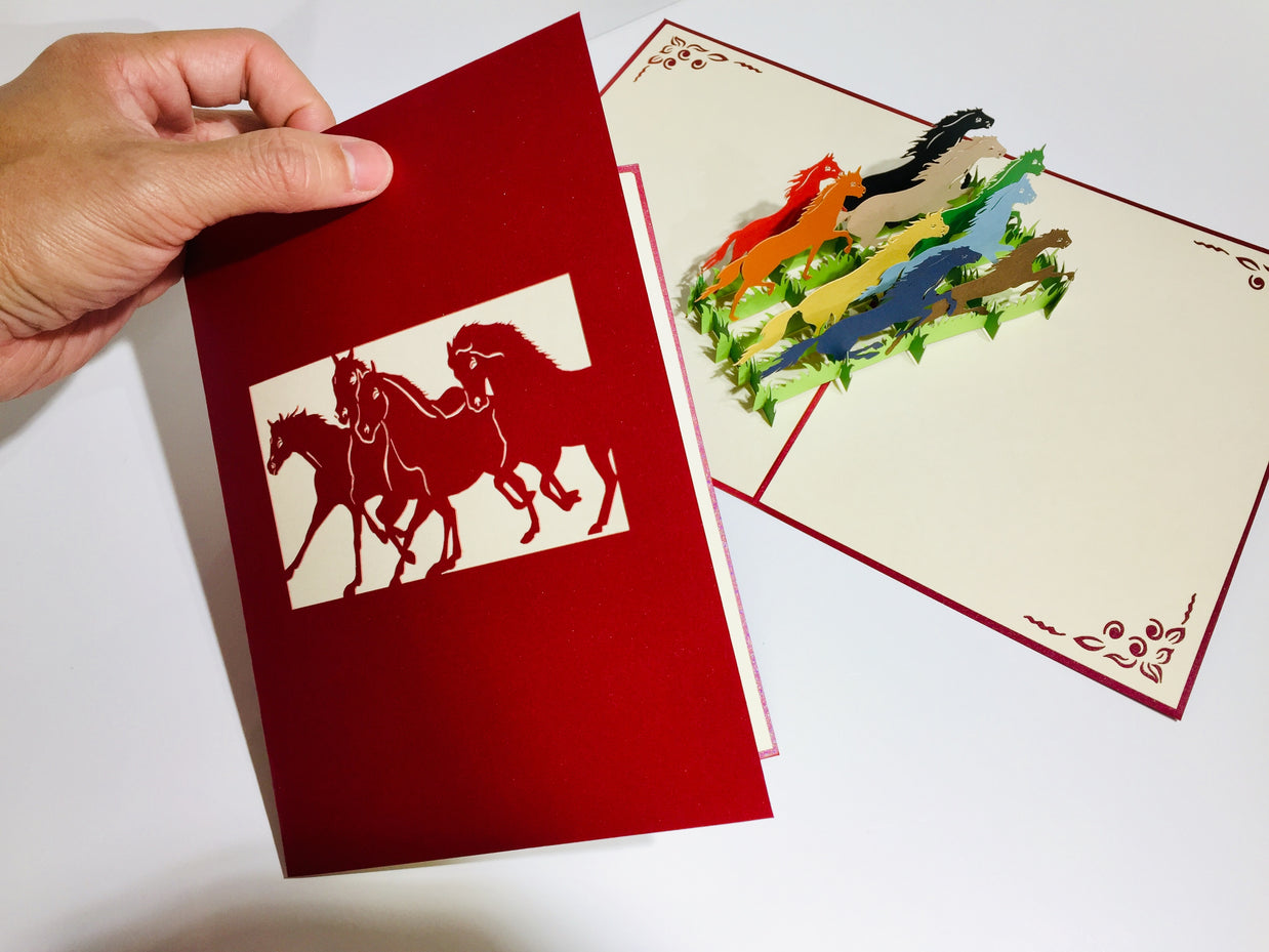 The Horse Spirit Animal Origami Pop Cards 3D Pop Up Greeting Card Happy Birthday Thank You Handmade Gift Thinking of You Blank Card for Any Occasion Happy Mother's Day Happy Father's Australiana Celebrate the Beauty
