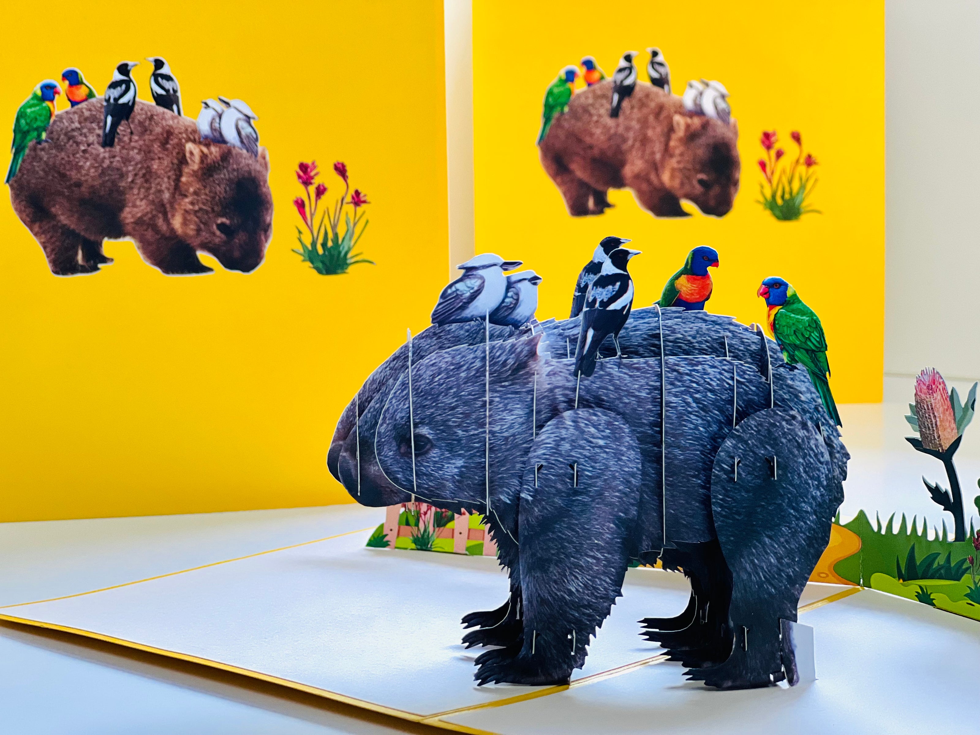The Wombat - one of Australia's iconic animals Origami Pop Cards 3D Pop Up Greeting Card Happy Birthday Thank You Handmade Gift Thinking of You Blank Card for Any Occasion Happy Mother's Day Happy Father's Animals Donation to WWF-Australia