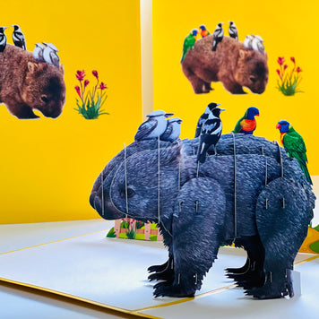 The Wombat - one of Australia's iconic animals Origami Pop Cards 3D Pop Up Greeting Card Happy Birthday Thank You Handmade Gift Thinking of You Blank Card for Any Occasion Happy Mother's Day Happy Father's Animals Donation to WWF-Australia