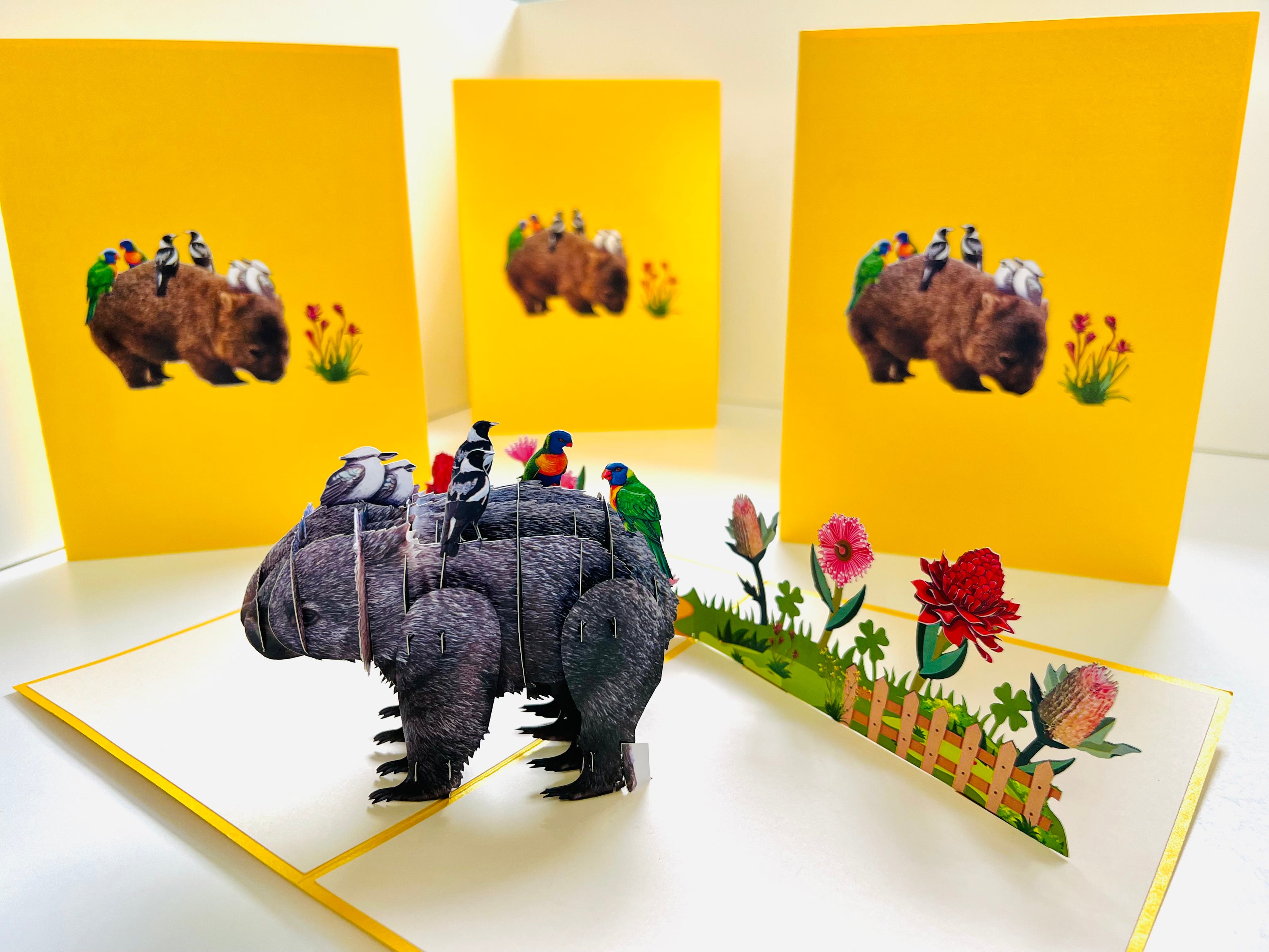 The Wombat - one of Australia's iconic animals Origami Pop Cards 3D Pop Up Greeting Card Happy Birthday Thank You Handmade Gift Thinking of You Blank Card for Any Occasion Happy Mother's Day Happy Father's Animals Donation to WWF-Australia