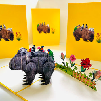 The Wombat - one of Australia's iconic animals Origami Pop Cards 3D Pop Up Greeting Card Happy Birthday Thank You Handmade Gift Thinking of You Blank Card for Any Occasion Happy Mother's Day Happy Father's Animals Donation to WWF-Australia