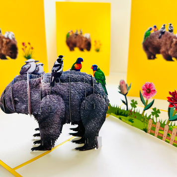 The Wombat - one of Australia's iconic animals Origami Pop Cards 3D Pop Up Greeting Card Happy Birthday Thank You Handmade Gift Thinking of You Blank Card for Any Occasion Happy Mother's Day Happy Father's Animals Donation to WWF-Australia