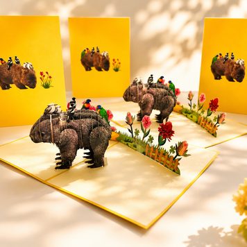 The Wombat - one of Australia's iconic animals Origami Pop Cards 3D Pop Up Greeting Card Happy Birthday Thank You Handmade Gift Thinking of You Blank Card for Any Occasion Happy Mother's Day Happy Father's Animals Donation to WWF-Australia