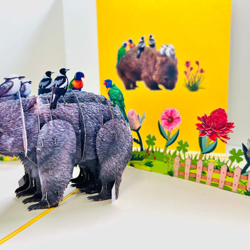 The Wombat - one of Australia's iconic animals Origami Pop Cards 3D Pop Up Greeting Card Happy Birthday Thank You Handmade Gift Thinking of You Blank Card for Any Occasion Happy Mother's Day Happy Father's Animals Donation to WWF-Australia