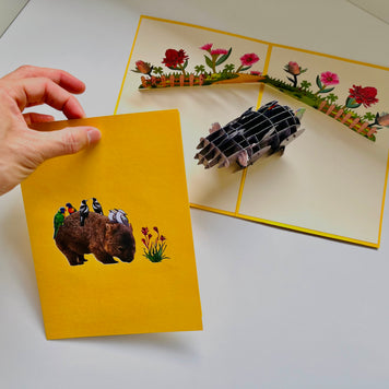 The Wombat - one of Australia's iconic animals Origami Pop Cards 3D Pop Up Greeting Card Happy Birthday Thank You Handmade Gift Thinking of You Blank Card for Any Occasion Happy Mother's Day Happy Father's Animals Donation to WWF-Australia