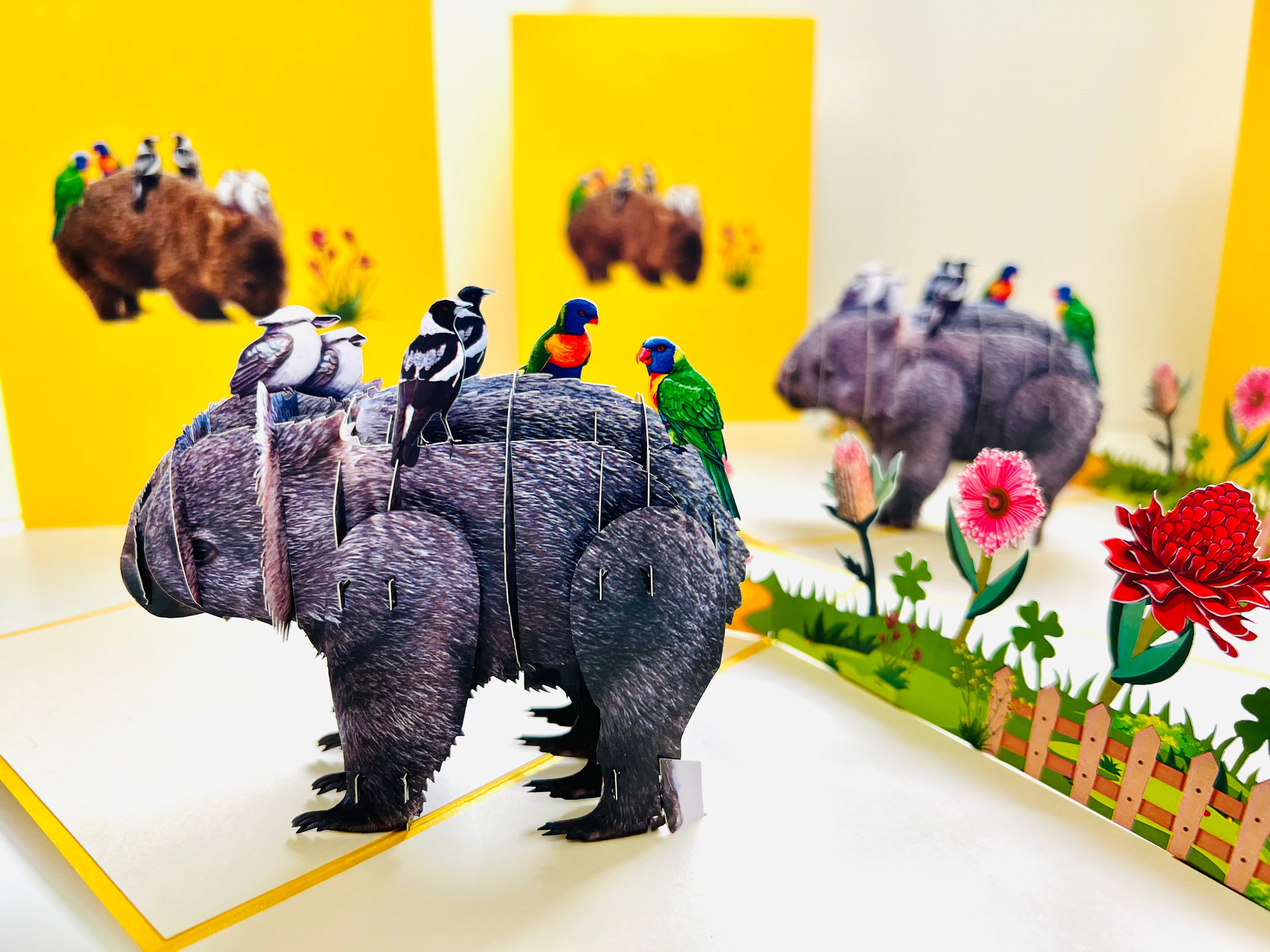The Wombat - one of Australia's iconic animals Origami Pop Cards 3D Pop Up Greeting Card Happy Birthday Thank You Handmade Gift Thinking of You Blank Card for Any Occasion Happy Mother's Day Happy Father's Animals Donation to WWF-Australia
