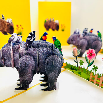 The Wombat - one of Australia's iconic animals Origami Pop Cards 3D Pop Up Greeting Card Happy Birthday Thank You Handmade Gift Thinking of You Blank Card for Any Occasion Happy Mother's Day Happy Father's Animals Donation to WWF-Australia