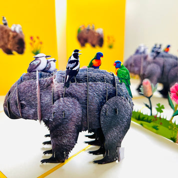 The Wombat - one of Australia's iconic animals Origami Pop Cards 3D Pop Up Greeting Card Happy Birthday Thank You Handmade Gift Thinking of You Blank Card for Any Occasion Happy Mother's Day Happy Father's Animals Donation to WWF-Australia