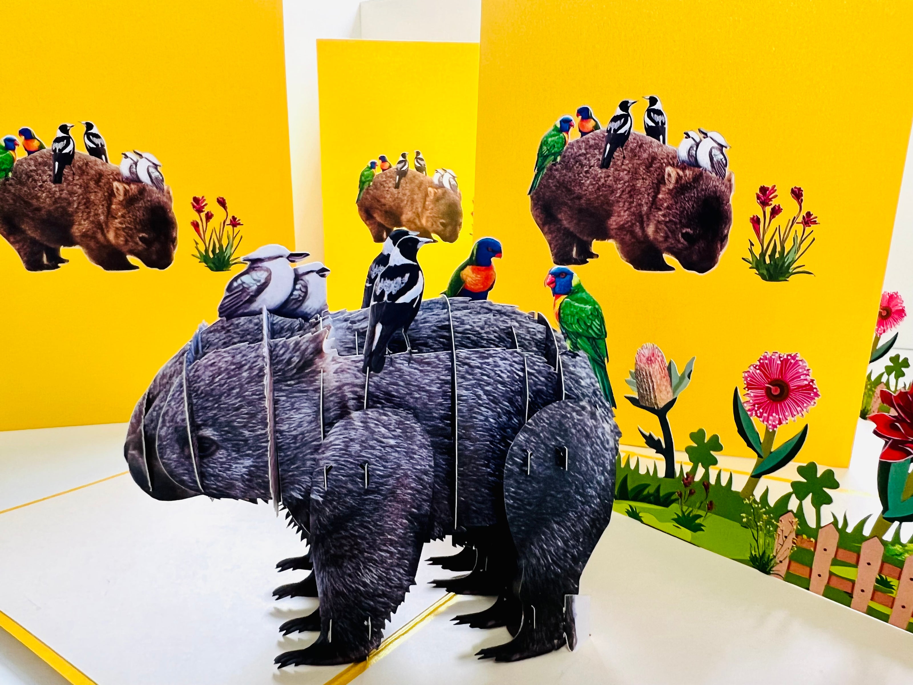 The Wombat - one of Australia's iconic animals Origami Pop Cards 3D Pop Up Greeting Card Happy Birthday Thank You Handmade Gift Thinking of You Blank Card for Any Occasion Happy Mother's Day Happy Father's Animals Donation to WWF-Australia