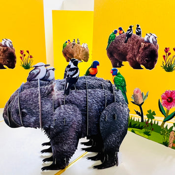 The Wombat - one of Australia's iconic animals Origami Pop Cards 3D Pop Up Greeting Card Happy Birthday Thank You Handmade Gift Thinking of You Blank Card for Any Occasion Happy Mother's Day Happy Father's Animals Donation to WWF-Australia