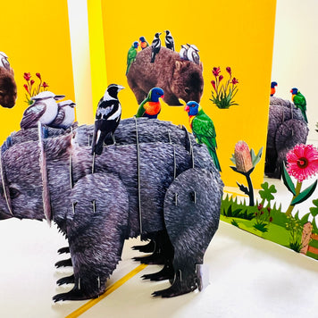 The Wombat - one of Australia's iconic animals Origami Pop Cards 3D Pop Up Greeting Card Happy Birthday Thank You Handmade Gift Thinking of You Blank Card for Any Occasion Happy Mother's Day Happy Father's Animals Donation to WWF-Australia