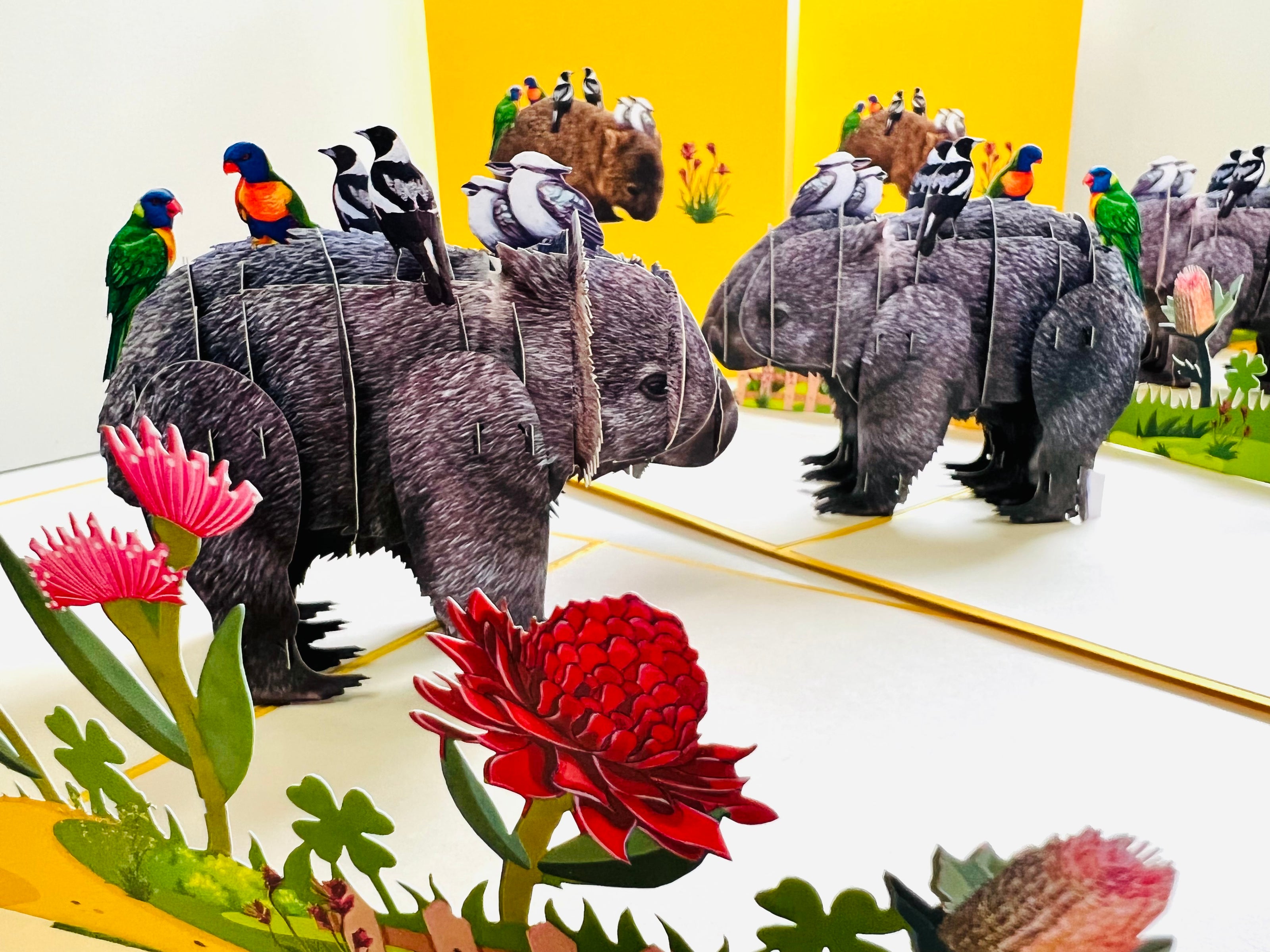The Wombat - one of Australia's iconic animals Origami Pop Cards 3D Pop Up Greeting Card Happy Birthday Thank You Handmade Gift Thinking of You Blank Card for Any Occasion Happy Mother's Day Happy Father's Animals Donation to WWF-Australia