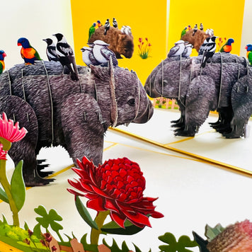 The Wombat - one of Australia's iconic animals Origami Pop Cards 3D Pop Up Greeting Card Happy Birthday Thank You Handmade Gift Thinking of You Blank Card for Any Occasion Happy Mother's Day Happy Father's Animals Donation to WWF-Australia
