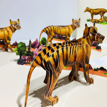 Thylacine Tasmanian Tiger Aussie Wild Animal Origami Pop Cards 3D Pop Up Greeting Card Happy Birthday Thank You Handmade Gift Thinking of You Blank Card for Any Occasion Happy Mother's Day Happy Father's Australiana Celebrate the Beauty of Flower