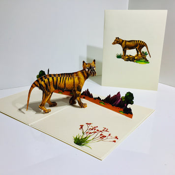 Thylacine Tasmanian Tiger Aussie Wild Animal Origami Pop Cards 3D Pop Up Greeting Card Happy Birthday Thank You Handmade Gift Thinking of You Blank Card for Any Occasion Happy Mother's Day Happy Father's Australiana Celebrate the Beauty of Flower