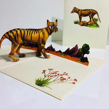Thylacine Tasmanian Tiger Aussie Wild Animal Origami Pop Cards 3D Pop Up Greeting Card Happy Birthday Thank You Handmade Gift Thinking of You Blank Card for Any Occasion Happy Mother's Day Happy Father's Australiana Celebrate the Beauty of Flower