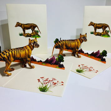 Thylacine Tasmanian Tiger Aussie Wild Animal Origami Pop Cards 3D Pop Up Greeting Card Happy Birthday Thank You Handmade Gift Thinking of You Blank Card for Any Occasion Happy Mother's Day Happy Father's Australiana Celebrate the Beauty of Flower