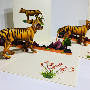 Thylacine Tasmanian Tiger Aussie Wild Animal Origami Pop Cards 3D Pop Up Greeting Card Happy Birthday Thank You Handmade Gift Thinking of You Blank Card for Any Occasion Happy Mother's Day Happy Father's Australiana Celebrate the Beauty of Flower