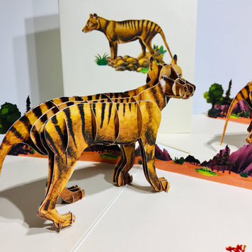 Thylacine Tasmanian Tiger Aussie Wild Animal Origami Pop Cards 3D Pop Up Greeting Card Happy Birthday Thank You Handmade Gift Thinking of You Blank Card for Any Occasion Happy Mother's Day Happy Father's Australiana Celebrate the Beauty of Flower