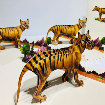 Thylacine Tasmanian Tiger Aussie Wild Animal Origami Pop Cards 3D Pop Up Greeting Card Happy Birthday Thank You Handmade Gift Thinking of You Blank Card for Any Occasion Happy Mother's Day Happy Father's Australiana Celebrate the Beauty of Flower