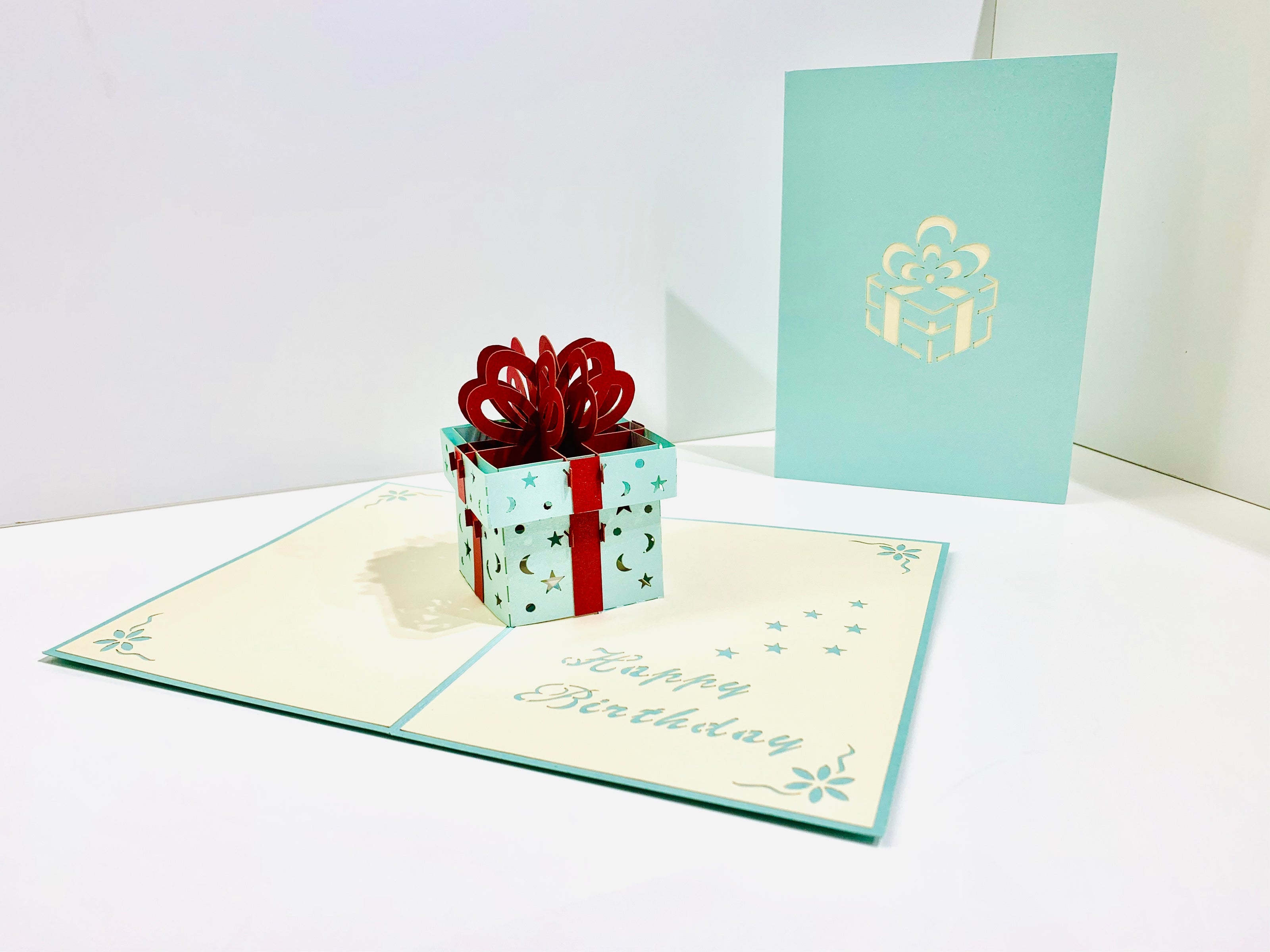 Turquoise Birthday Present Origami Pop Cards 3D Pop Up Greeting Card Thank You Handmade Gift Thinking of You Happy Birthday Occasion Australiana Celebrate the Beauty and Happiness During Special Day Best Wishes Gift Congratulation