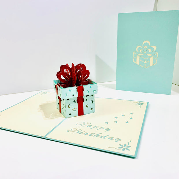 Turquoise Birthday Present Origami Pop Cards 3D Pop Up Greeting Card Thank You Handmade Gift Thinking of You Happy Birthday Occasion Australiana Celebrate the Beauty and Happiness During Special Day Best Wishes Gift Congratulation