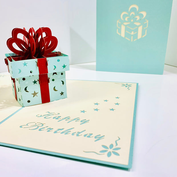 Turquoise Birthday Present Origami Pop Cards 3D Pop Up Greeting Card Thank You Handmade Gift Thinking of You Happy Birthday Occasion Australiana Celebrate the Beauty and Happiness During Special Day Best Wishes Gift Congratulation