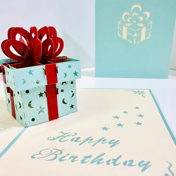 Turquoise Birthday Present Origami Pop Cards 3D Pop Up Greeting Card Thank You Handmade Gift Thinking of You Happy Birthday Occasion Australiana Celebrate the Beauty and Happiness During Special Day Best Wishes Gift Congratulation