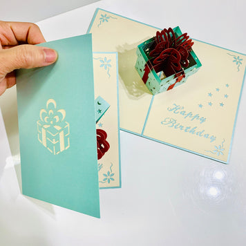 Turquoise Birthday Present Origami Pop Cards 3D Pop Up Greeting Card Thank You Handmade Gift Thinking of You Happy Birthday Occasion Australiana Celebrate the Beauty and Happiness During Special Day Best Wishes Gift Congratulation