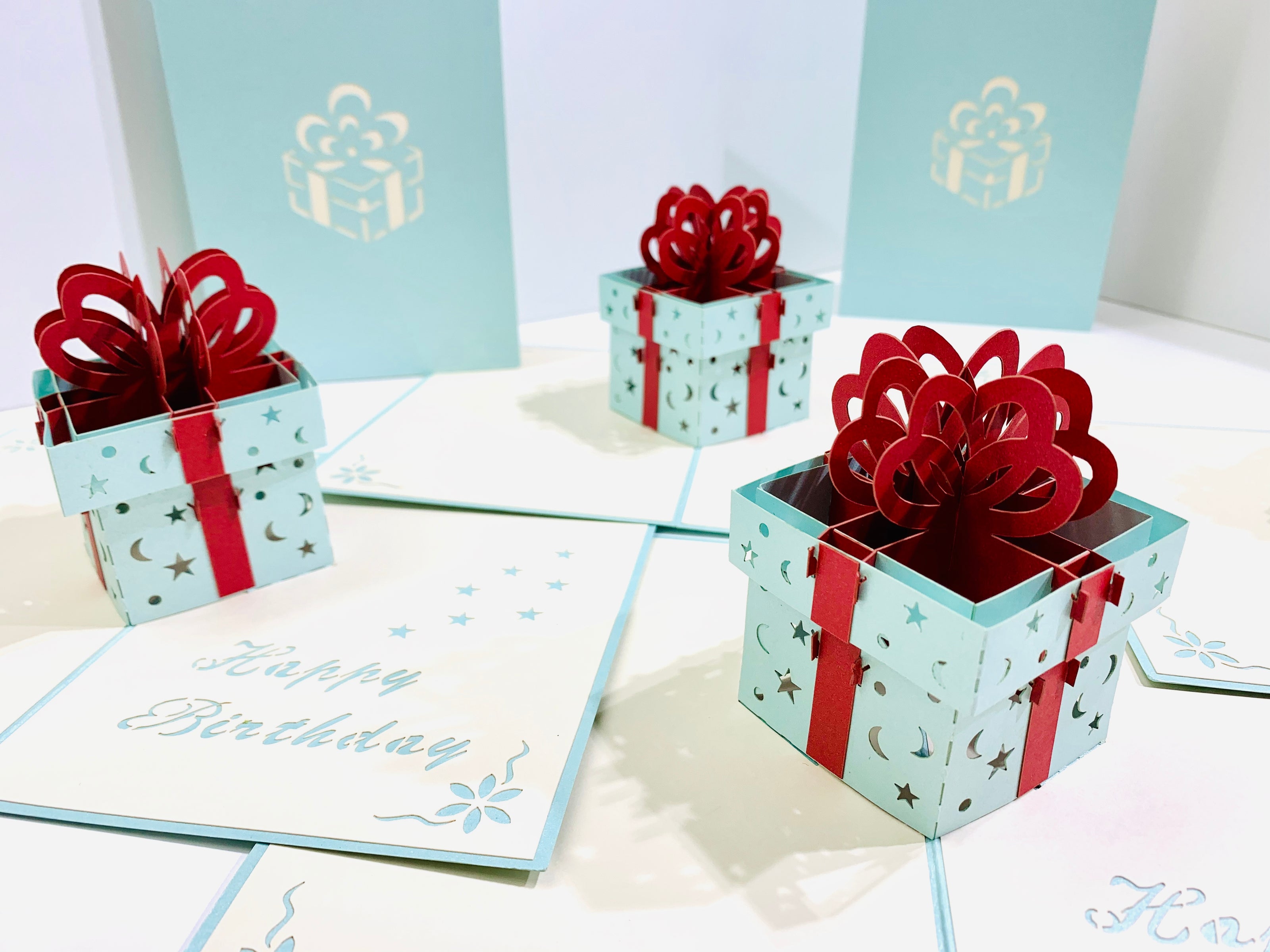 Turquoise Birthday Present Origami Pop Cards 3D Pop Up Greeting Card Thank You Handmade Gift Thinking of You Happy Birthday Occasion Australiana Celebrate the Beauty and Happiness During Special Day Best Wishes Gift Congratulation