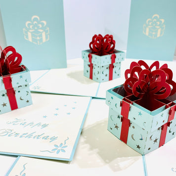Turquoise Birthday Present Origami Pop Cards 3D Pop Up Greeting Card Thank You Handmade Gift Thinking of You Happy Birthday Occasion Australiana Celebrate the Beauty and Happiness During Special Day Best Wishes Gift Congratulation
