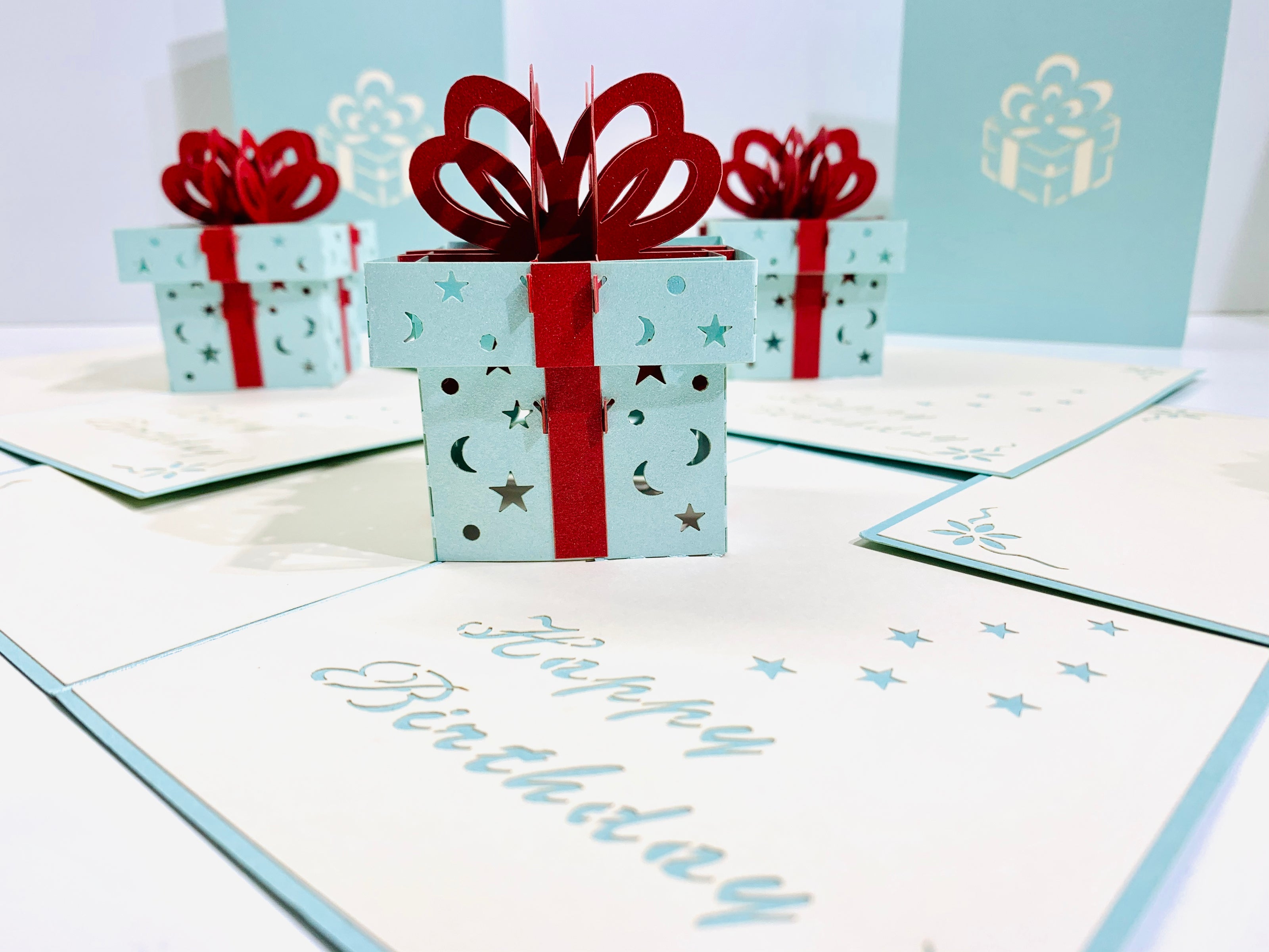 Turquoise Birthday Present Origami Pop Cards 3D Pop Up Greeting Card Thank You Handmade Gift Thinking of You Happy Birthday Occasion Australiana Celebrate the Beauty and Happiness During Special Day Best Wishes Gift Congratulation