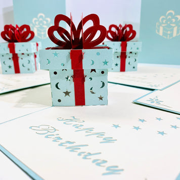 Turquoise Birthday Present Origami Pop Cards 3D Pop Up Greeting Card Thank You Handmade Gift Thinking of You Happy Birthday Occasion Australiana Celebrate the Beauty and Happiness During Special Day Best Wishes Gift Congratulation