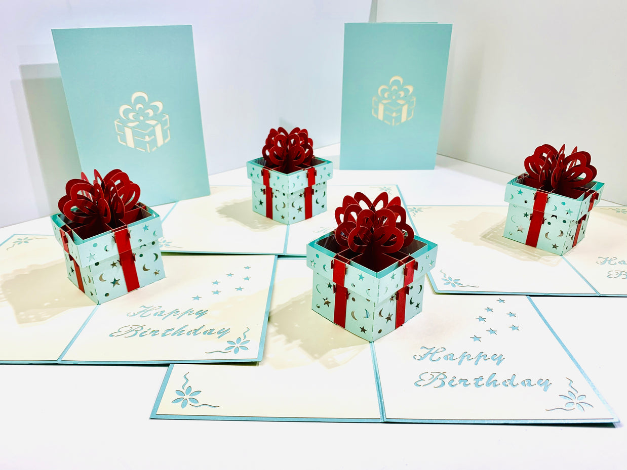 Turquoise Birthday Present Origami Pop Cards 3D Pop Up Greeting Card Thank You Handmade Gift Thinking of You Happy Birthday Occasion Australiana Celebrate the Beauty and Happiness During Special Day Best Wishes Gift Congratulation