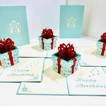 Turquoise Birthday Present Origami Pop Cards 3D Pop Up Greeting Card Thank You Handmade Gift Thinking of You Happy Birthday Occasion Australiana Celebrate the Beauty and Happiness During Special Day Best Wishes Gift Congratulation
