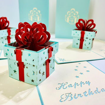 Turquoise Birthday Present Origami Pop Cards 3D Pop Up Greeting Card Thank You Handmade Gift Thinking of You Happy Birthday Occasion Australiana Celebrate the Beauty and Happiness During Special Day Best Wishes Gift Congratulation