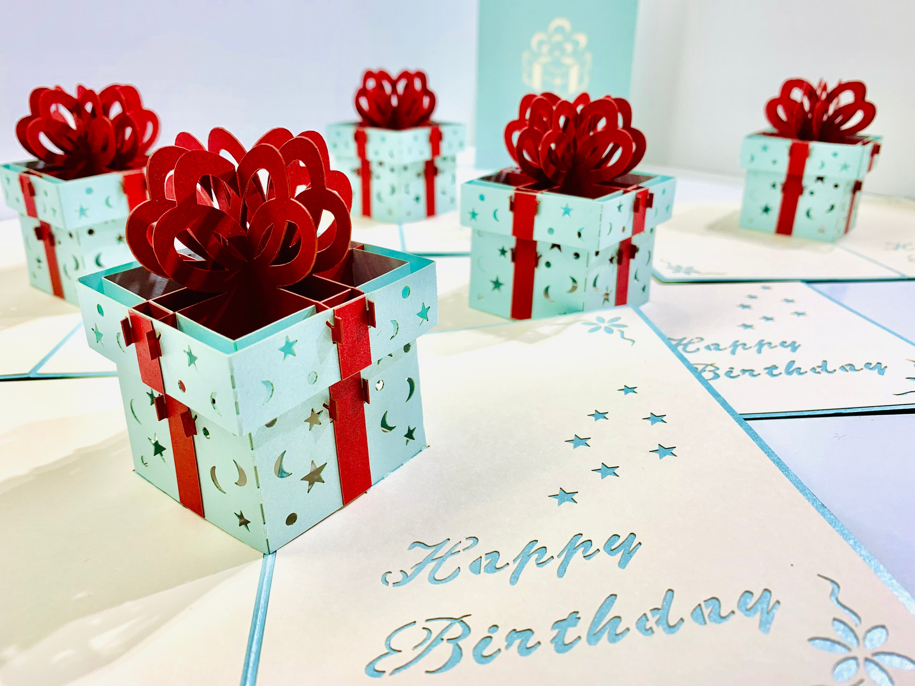 Turquoise Birthday Present Origami Pop Cards 3D Pop Up Greeting Card Thank You Handmade Gift Thinking of You Happy Birthday Occasion Australiana Celebrate the Beauty and Happiness During Special Day Best Wishes Gift Congratulation
