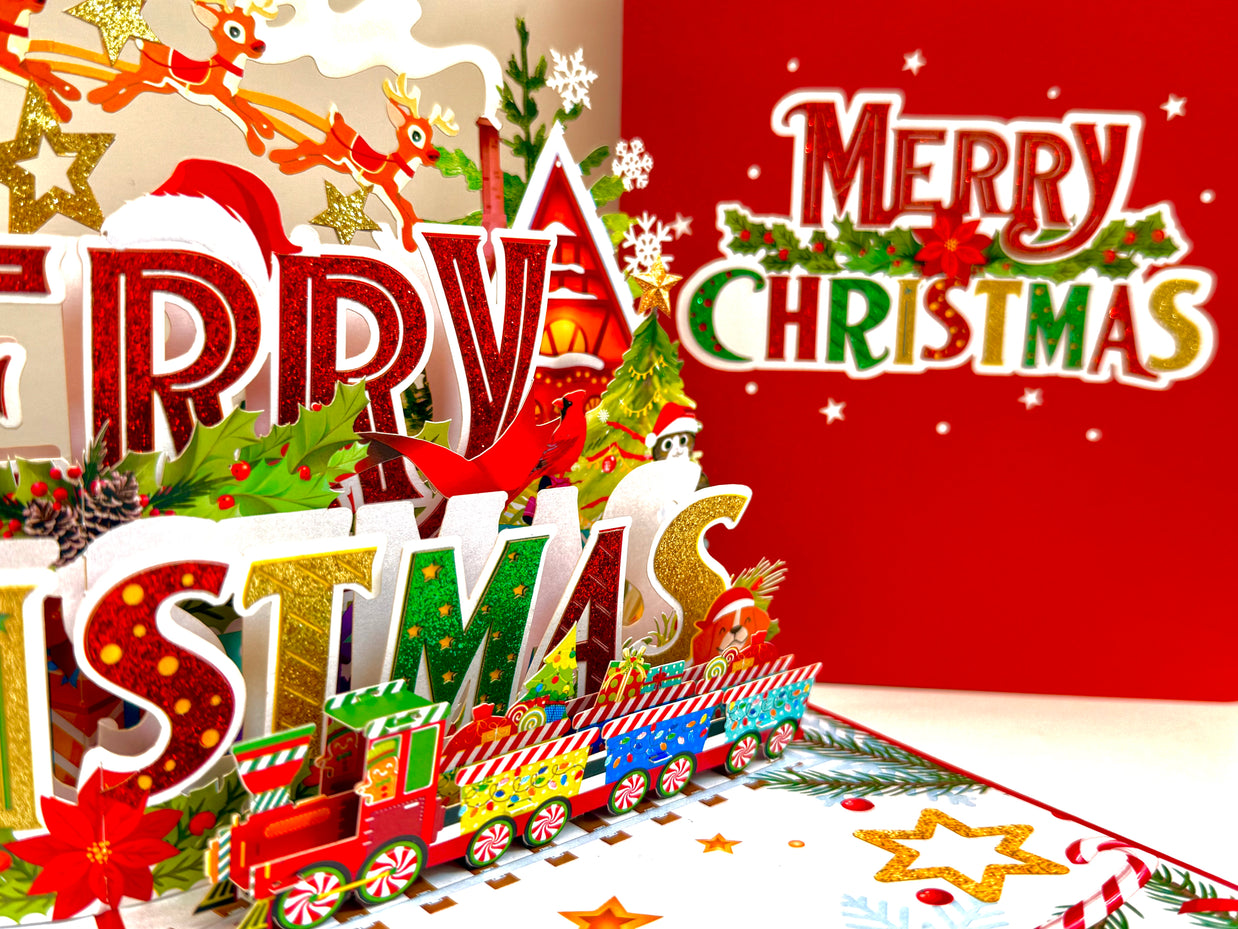 Vibrant Merry Christmas Santa Claus Flying with His Reindeers Origami Pop Cards 3D Pop Up Greeting Card Merry Christmas Thank You Handmade Best Wishes Blank Card Gift Happy Holidays Celebrate the Special Day Moment with Family and Friends