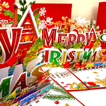 Vibrant Merry Christmas Santa Claus Flying with His Reindeers Origami Pop Cards 3D Pop Up Greeting Card Merry Christmas Thank You Handmade Best Wishes Blank Card Gift Happy Holidays Celebrate the Special Day Moment with Family and Friends