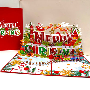 Vibrant Merry Christmas Santa Claus Flying with His Reindeers Origami Pop Cards 3D Pop Up Greeting Card Merry Christmas Thank You Handmade Best Wishes Blank Card Gift Happy Holidays Celebrate the Special Day Moment with Family and Friends