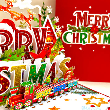 Vibrant Merry Christmas Santa Claus Flying with His Reindeers Origami Pop Cards 3D Pop Up Greeting Card Merry Christmas Thank You Handmade Best Wishes Blank Card Gift Happy Holidays Celebrate the Special Day Moment with Family and Friends