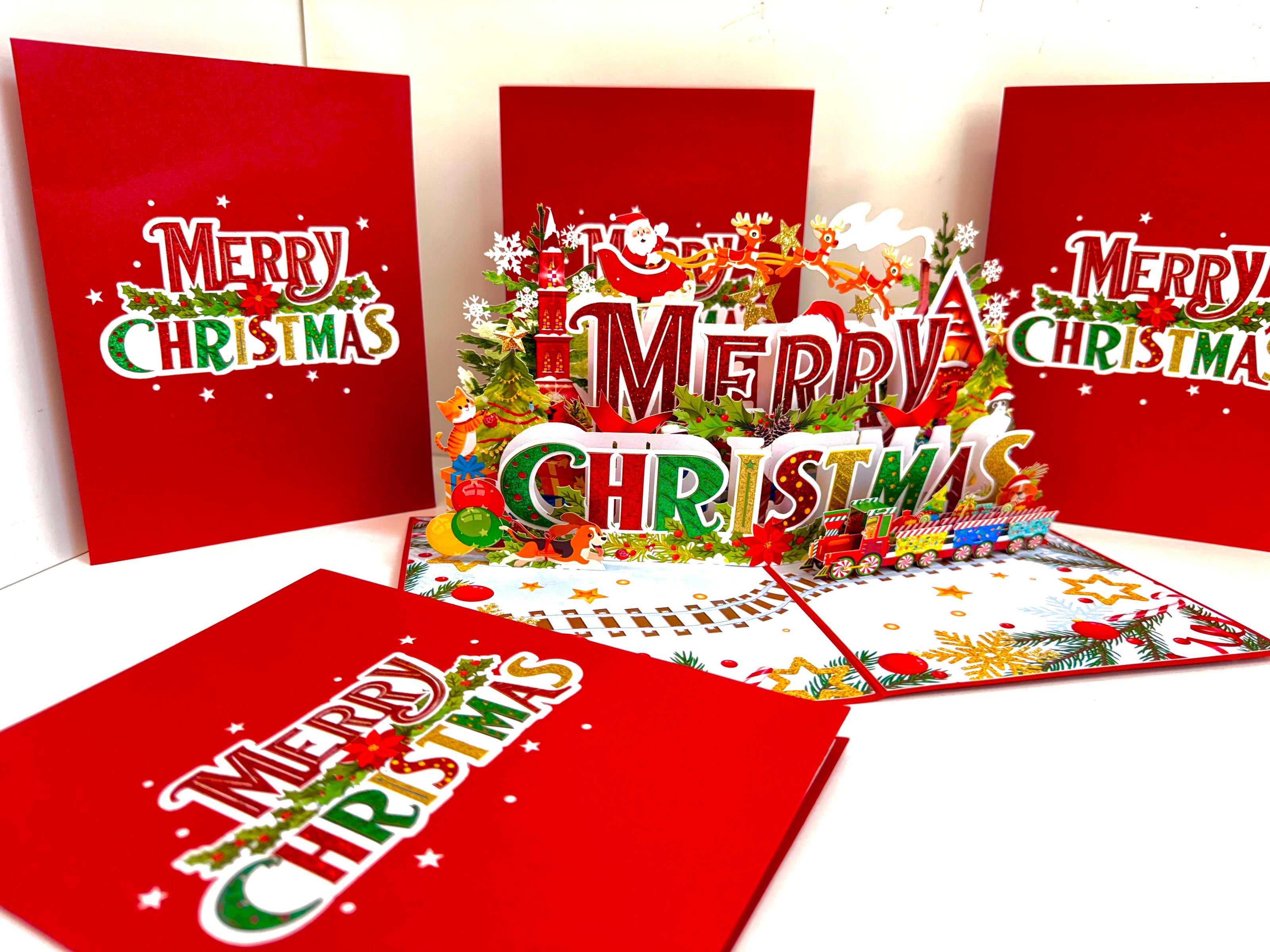 Vibrant Merry Christmas Santa Claus Flying with His Reindeers Origami Pop Cards 3D Pop Up Greeting Card Merry Christmas Thank You Handmade Best Wishes Blank Card Gift Happy Holidays Celebrate the Special Day Moment with Family and Friends