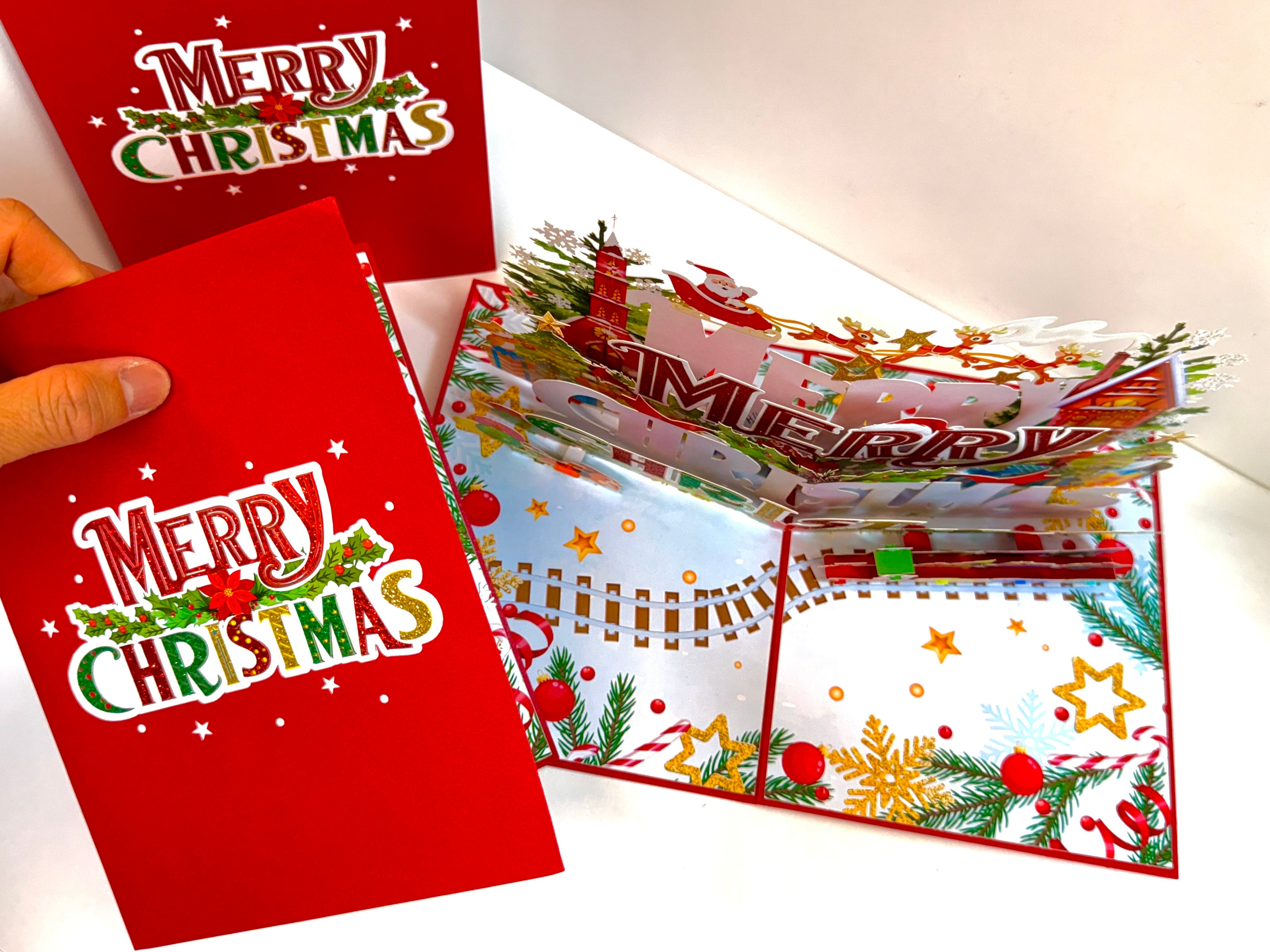 Vibrant Merry Christmas Santa Claus Flying with His Reindeers Origami Pop Cards 3D Pop Up Greeting Card Merry Christmas Thank You Handmade Best Wishes Blank Card Gift Happy Holidays Celebrate the Special Day Moment with Family and Friends