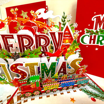 Vibrant Merry Christmas Santa Claus Flying with His Reindeers Origami Pop Cards 3D Pop Up Greeting Card Merry Christmas Thank You Handmade Best Wishes Blank Card Gift Happy Holidays Celebrate the Special Day Moment with Family and Friends