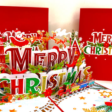 Vibrant Merry Christmas Santa Claus Flying with His Reindeers Origami Pop Cards 3D Pop Up Greeting Card Merry Christmas Thank You Handmade Best Wishes Blank Card Gift Happy Holidays Celebrate the Special Day Moment with Family and Friends