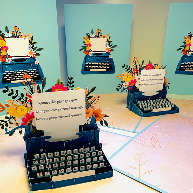 Vintage Typewriter Machine with Your Own Personal Message Origami Pop Cards 3D Pop Up Greeting Card Celebrate Happy Birthday Thank You Handmade Best Wishes Gift Thinking of You Blank Card for Any Occasion Happy Mother's Day Happy Father's Day Australiana